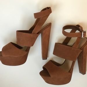 Steve Madden Brown Suede Strap Heels, Size 9